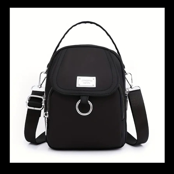 Lightweight Black Nylon Crossbody Bag with Multiple Zippered Compartments NWOT - Picture 2 of 11